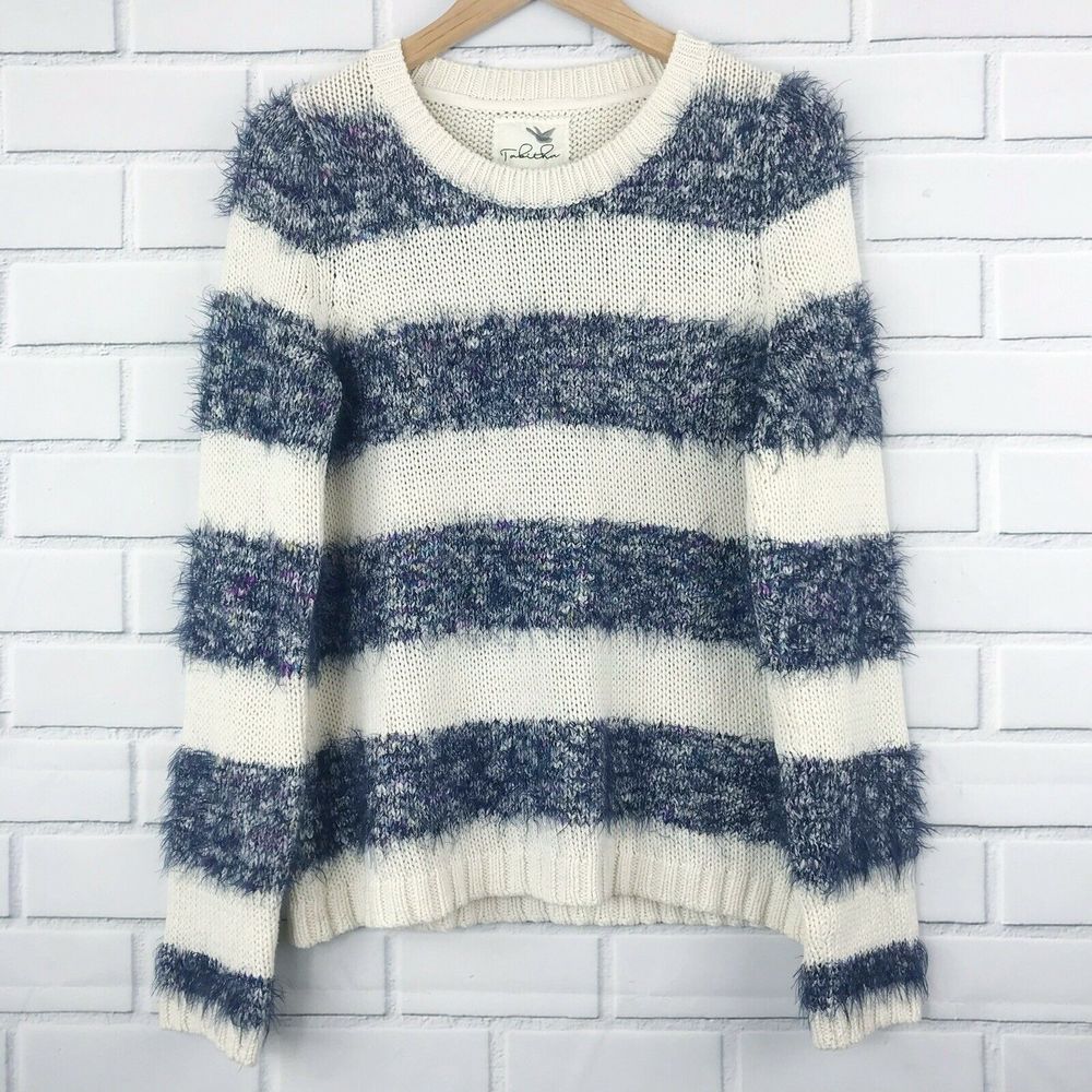Anthropologie Tabitha Fuzzy Striped Sweater Large